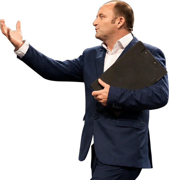 Rens Merkelbach geeft een presentatie tijdens een evenement.
